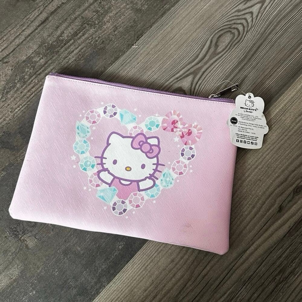 sanrio hello kitty diamond pink zipper large bag pouch